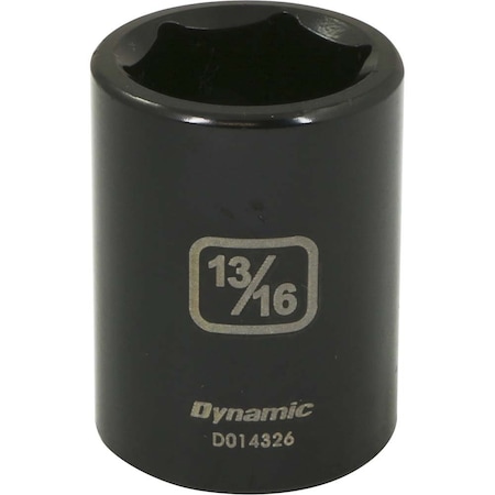 Dynamic 1/2" Drive Standard Socket, Black Phosphate, Tools 1/2" Drive 6 Point SAE, 13/16" Standard Length D014326